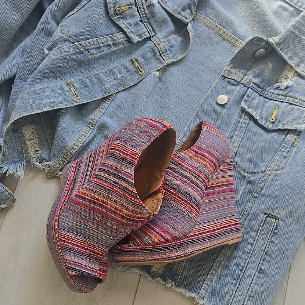 Charlotte Russe Colorful Striped Wedges